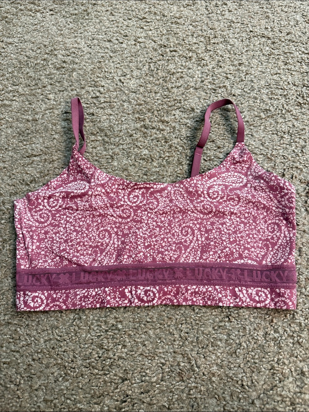 Lucky Brand Mauve Pink Paisley Stretch Bralette